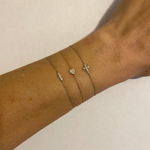 14K YG Tiny Heart Pave Diamond Bracelet 7" at Regard Jewelry in Austin, Texas - Regard Jewelry