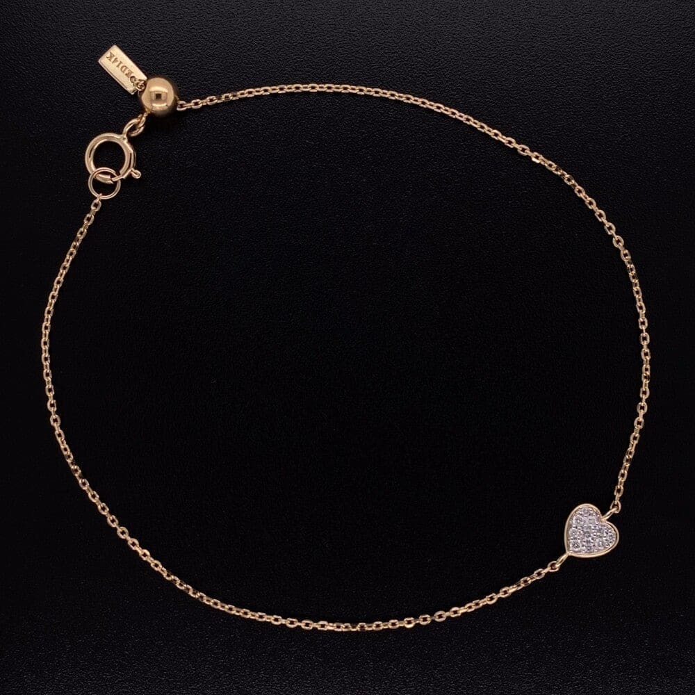14K YG Tiny Heart Pave Diamond Bracelet 7" at Regard Jewelry in Austin, Texas - Regard Jewelry