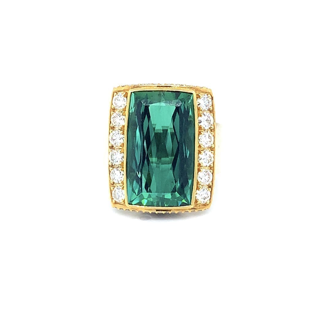 15.55CT INDICOLITE WITH 1.94CTTW DIAMONDS RING IN AUSTIN, TX. - Regard Jewelry
