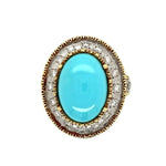 Load image into Gallery viewer, 18K 2tone Persian Turquoise &amp; .46tcw Diamond Halo Ring 13.3g at Regard Jewelry in Austin, Texas - Regard Jewelry
