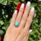 18K 2tone Persian Turquoise & .46tcw Diamond Halo Ring 13.3g at Regard Jewelry in Austin, Texas - Regard Jewelry