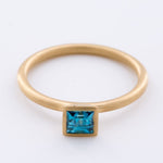 Load image into Gallery viewer, 18k Matte Yellow Gold Yumdrop Ring Set with a Fine Quality Blue Zircon by Kimberly Collins Colored - Regard Jewelry
