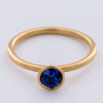 Load image into Gallery viewer, 18k Matte Yellow Gold Yumdrop Ring Set with a Fine Quality Round Blue Sapphire by Kimberly Collins - Regard Jewelry
