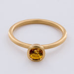 Load image into Gallery viewer, 18k Matte Yellow Gold Yumdrop Ring with Cushion Cut Yellow Sapphire by Kimberly Collins Colored Gems - Regard Jewelry
