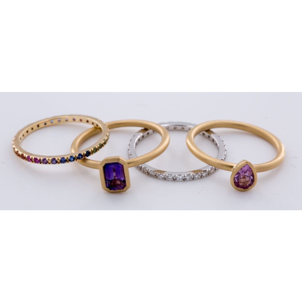 18k Matte Yellow Gold Yumdrop Ring with Fine Quality Amethyst by Kimberly Collins Colored Gems at - Regard Jewelry