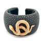 18K RG Serpent On Stingray Cuff Diamond Eyes .02tcw 66.7g, at Regard Jewelry in Austin, Texas - Regard Jewelry