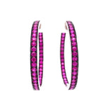 Load image into Gallery viewer, 18K WG Inside Out Pink Sapphire Hoops 16.4g, 3.7mm x 1.6&quot; at Regard Jewelry in Austin, Texas - Regard Jewelry
