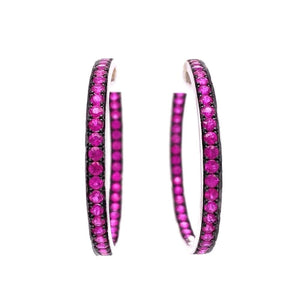 18K WG Inside Out Pink Sapphire Hoops 16.4g, 3.7mm x 1.6" at Regard Jewelry in Austin, Texas - Regard Jewelry