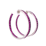 Load image into Gallery viewer, 18K WG Inside Out Pink Sapphire Hoops 16.4g, 3.7mm x 1.6&quot; at Regard Jewelry in Austin, Texas - Regard Jewelry
