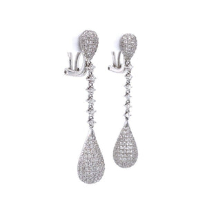 18K WG Pave Drop 1.80tcw Diamond Earrings 8.2g, 1.75" at Regard Jewelry in Austin, Texas - Regard Jewelry