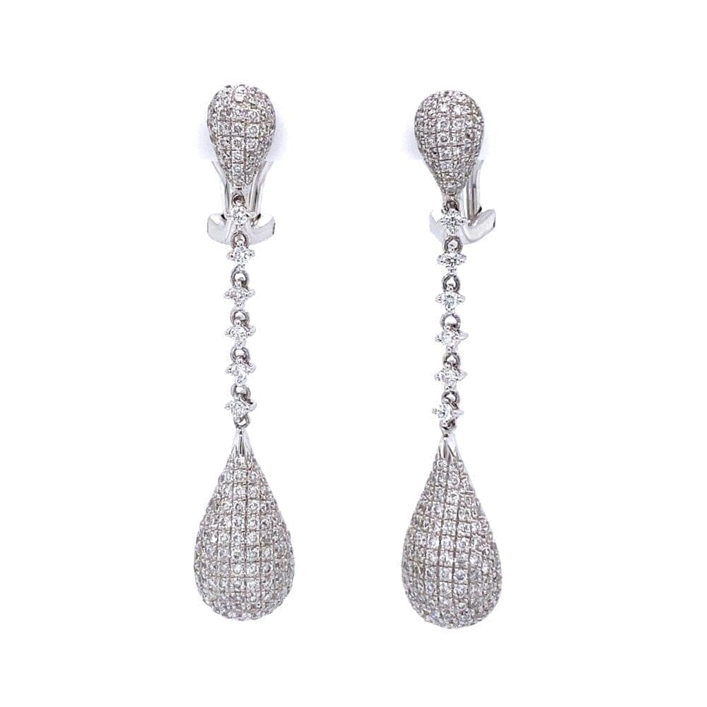 18K WG Pave Drop 1.80tcw Diamond Earrings 8.2g, 1.75" at Regard Jewelry in Austin, Texas - Regard Jewelry