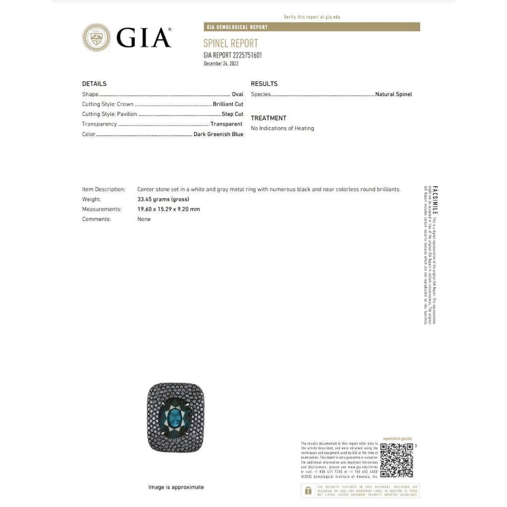 18K White Gold Estate PAOLO COSTAGLI NO HEAT Spinel GIA