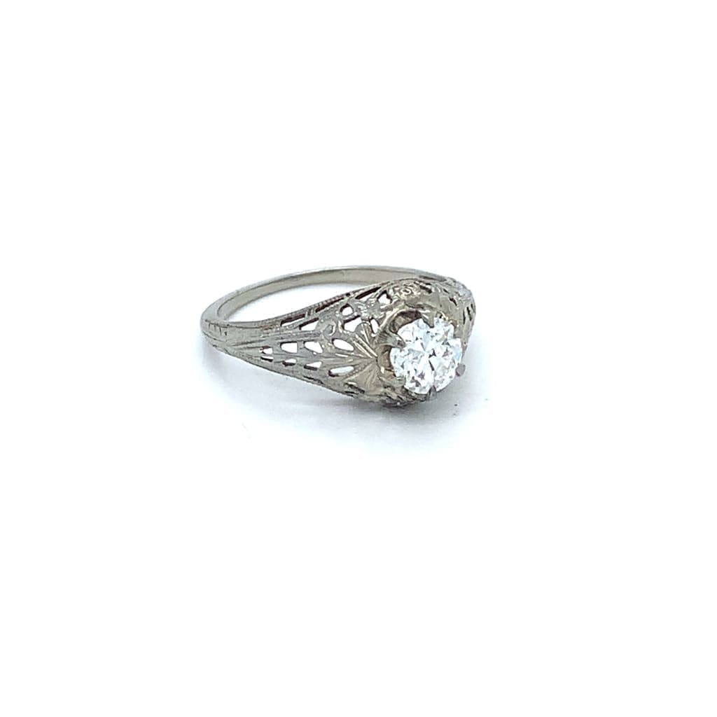 18K WHITE GOLD. FILIGREE RING .50CT DIAMONDS - Regard Jewelry