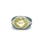 Load image into Gallery viewer, 18k White Gold Ring With Lemon Quartz Center stone and Tsavorite Garnet Accent Stones at Regard - Regard Jewelry
