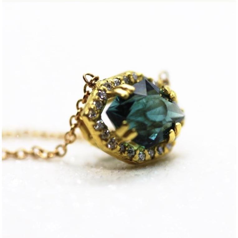18K YELLOW GOLD PENDANT WITH BLUE-GREEN TOURMALINE AT REGARD JEWELRY IN AUSTIN, TX. - Regard Jewelry