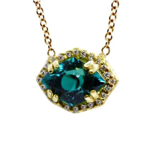 18K YELLOW GOLD PENDANT WITH BLUE-GREEN TOURMALINE AT REGARD JEWELRY IN AUSTIN, TX. - Regard Jewelry