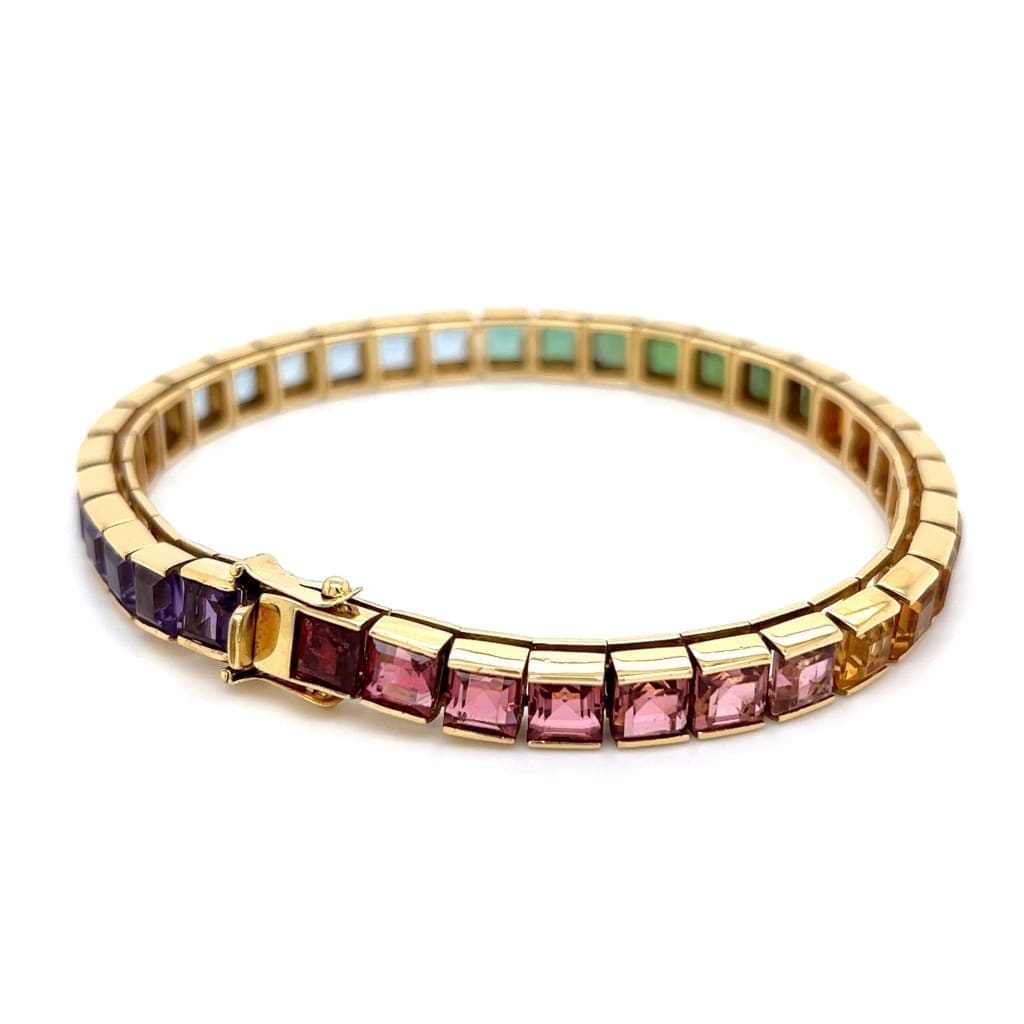14k Yellow Gold Rainbow Gemstone Bangle – Maurice's Jewelers