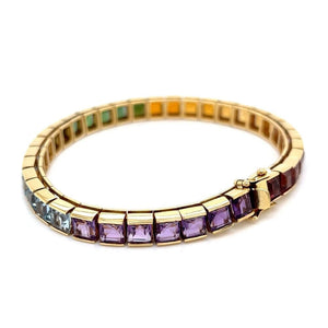 18k Yellow Gold Rainbow Gemstone Line Bracelet at Regard Jewelry in Austin, Texas - Regard Jewelry
