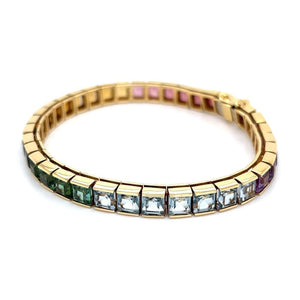 18k Yellow Gold Rainbow Gemstone Line Bracelet at Regard Jewelry in Austin, Texas - Regard Jewelry