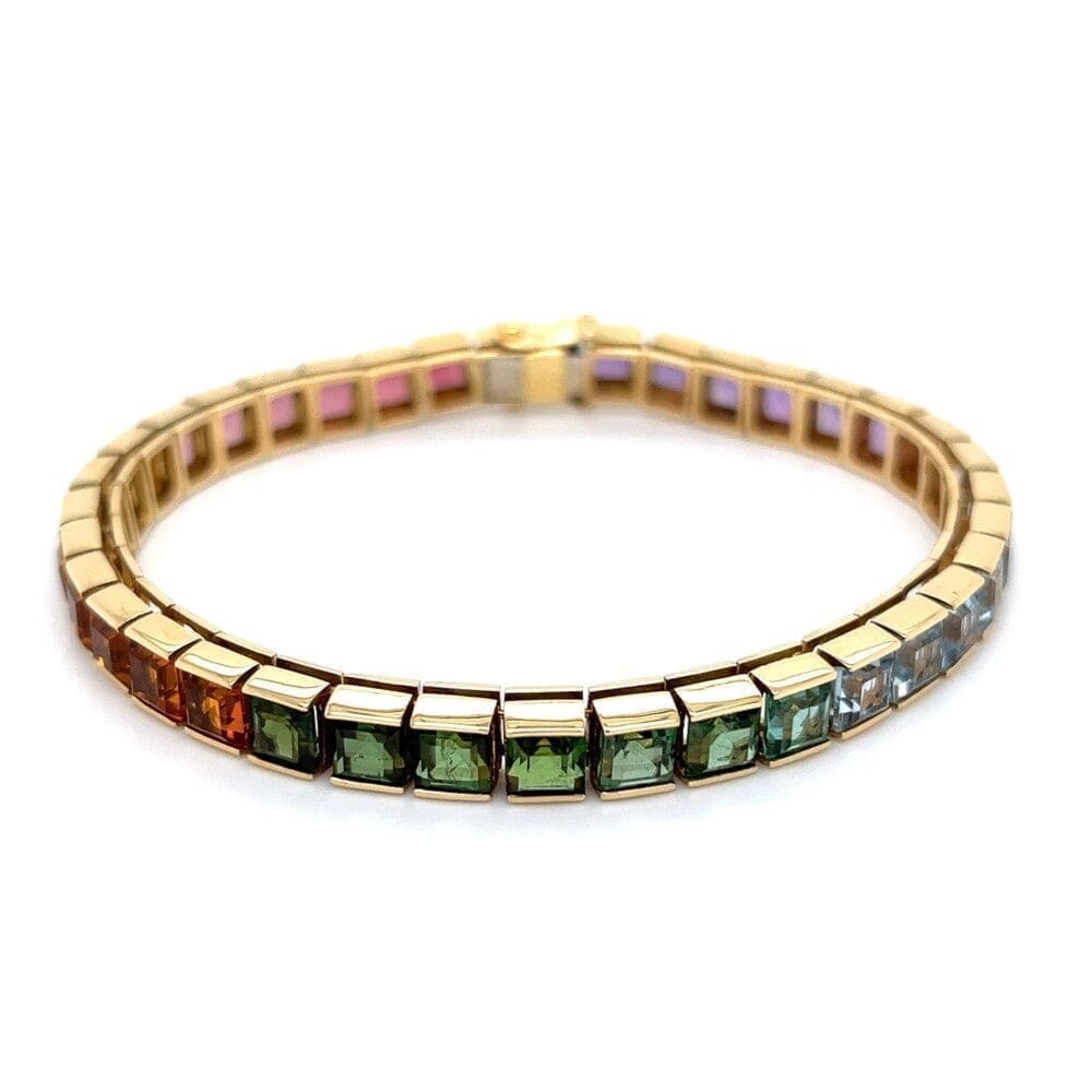 18k Yellow Gold Rainbow Gemstone Line Bracelet at Regard Jewelry in Austin, Texas - Regard Jewelry