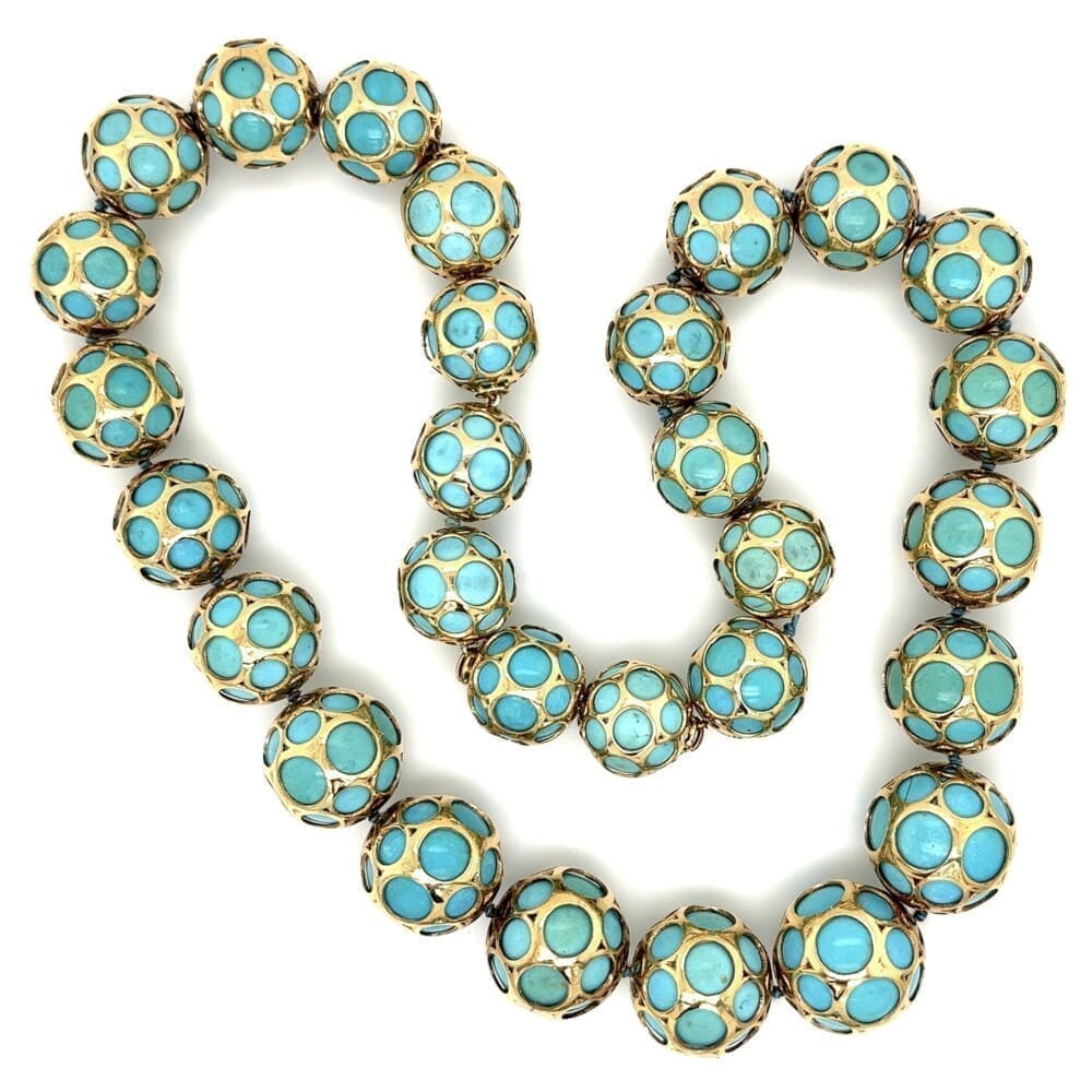 18k Yellow Gold Wrapped Turquoise Necklace at Regard Jewelry in Austin, Texas - Regard Jewelry