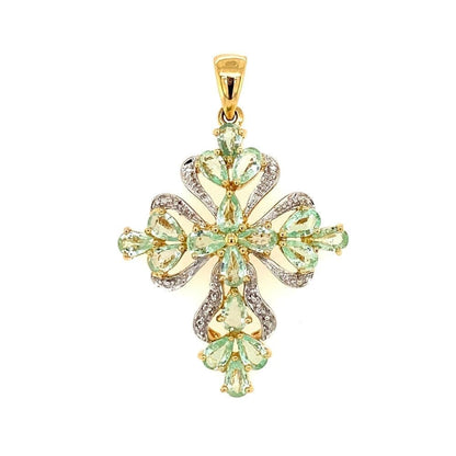 18K YG 2.86tcw Paraiba Tourmaline & .03tcw Diamond Cluster Pendant 9.2g, 1.7" at Regard Jewelry in - Regard Jewelry