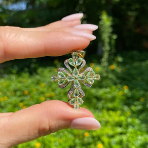 18K YG 2.86tcw Paraiba Tourmaline & .03tcw Diamond Cluster Pendant 9.2g, 1.7" at Regard Jewelry in - Regard Jewelry