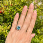 18k YG 3.76 ct Antique Cushion Blue Zircon Ring with Accent Diamonds at Regard Jewelry in Austin, Texas - Regard Jewelry