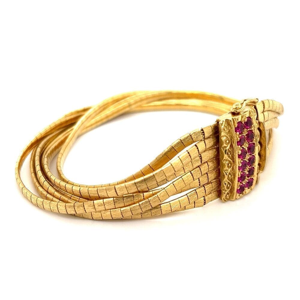 18K YG Stunning 7 Row Satin Gold Bracelet 47.8g, 1x8" at Regard Jewelry in Austin, Texas - Regard Jewelry