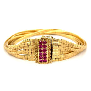 18K YG Stunning 7 Row Satin Gold Bracelet 47.8g, 1x8" at Regard Jewelry in Austin, Texas - Regard Jewelry