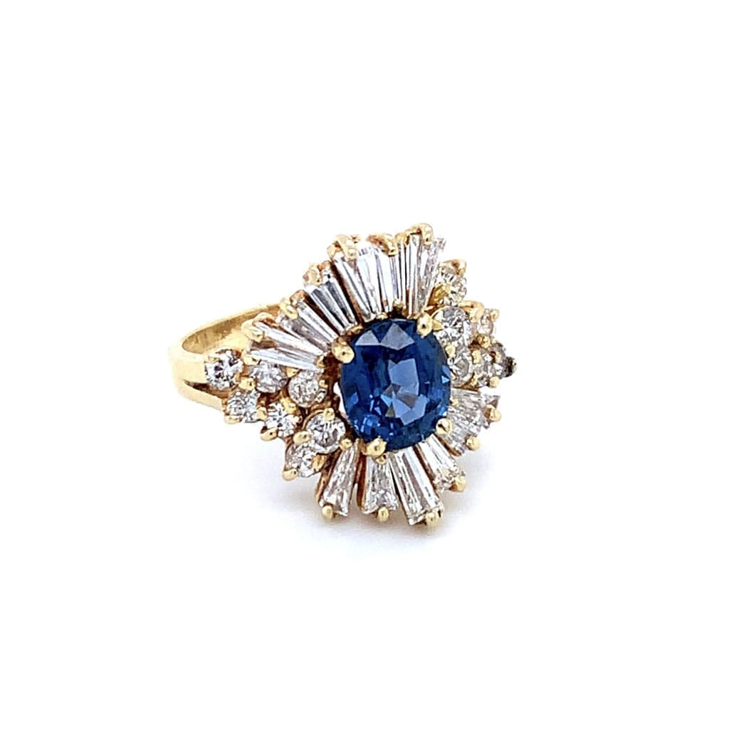 1CT BLUE SAPPHIRE WITH .75CTTW DIAMONDS IN SET IN 14K YG RING IN AUSTIN, TX. - Regard Jewelry