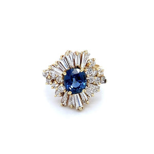 1CT BLUE SAPPHIRE WITH .75CTTW DIAMONDS IN SET IN 14K YG RING IN AUSTIN, TX. - Regard Jewelry
