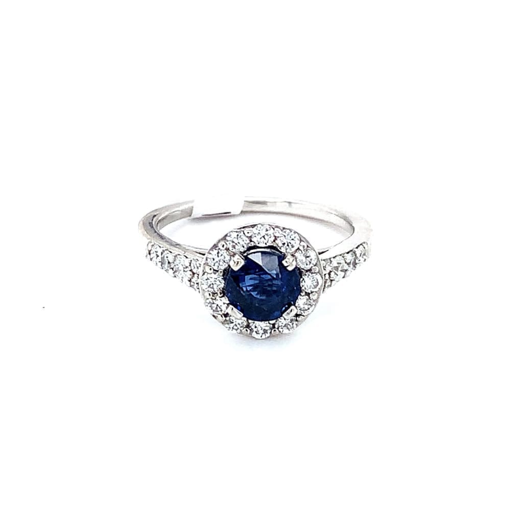 1CT BLUE SAPPHIRE WITH DIAMONDS SET IN 14KW AT REGARD JEWELRY IN AUSTIN, TX. - Regard Jewelry
