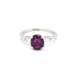 Load image into Gallery viewer, 2 Carat Oval Ruby Set With 2 Diamond Baguettes in a 14k White Gold Ring at Regard Jewelry in Austin, - Regard Jewelry
