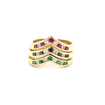 Load image into Gallery viewer, 3 Stackable V Shape Rings with Diamonds, Rubies, Emeralds and Sapphires at Regard Jewelry in Austin, - Regard Jewelry
