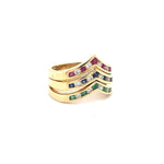 Load image into Gallery viewer, 3 Stackable V Shape Rings with Diamonds, Rubies, Emeralds and Sapphires at Regard Jewelry in Austin, - Regard Jewelry
