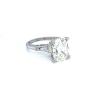 4.15CT CUSHION DIAMOND RING WITH BAGUETTE DIAMONDS - Regard Jewelry