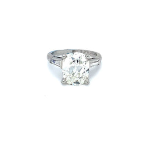 4.15CT CUSHION DIAMOND RING WITH BAGUETTE DIAMONDS - Regard Jewelry