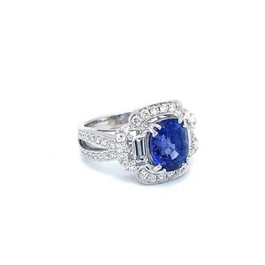 4.35CT BLUE SAPPHIRE RING WITH1.05 CTTW DIAMONDS at Regard Jewelry in AUSTIN, TX. - Regard Jewelry