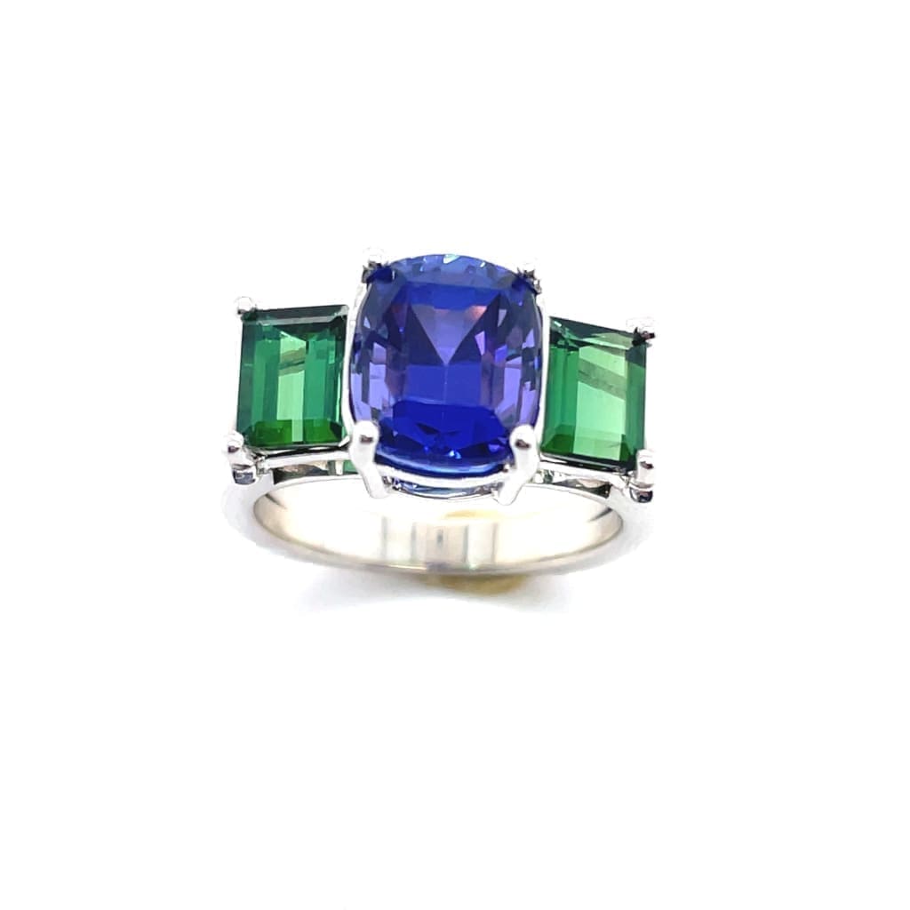 4 Carat Tanzanite and Green Tourmaline Ring at Regard Jewelry in Austin, Texas - Regard Jewelry