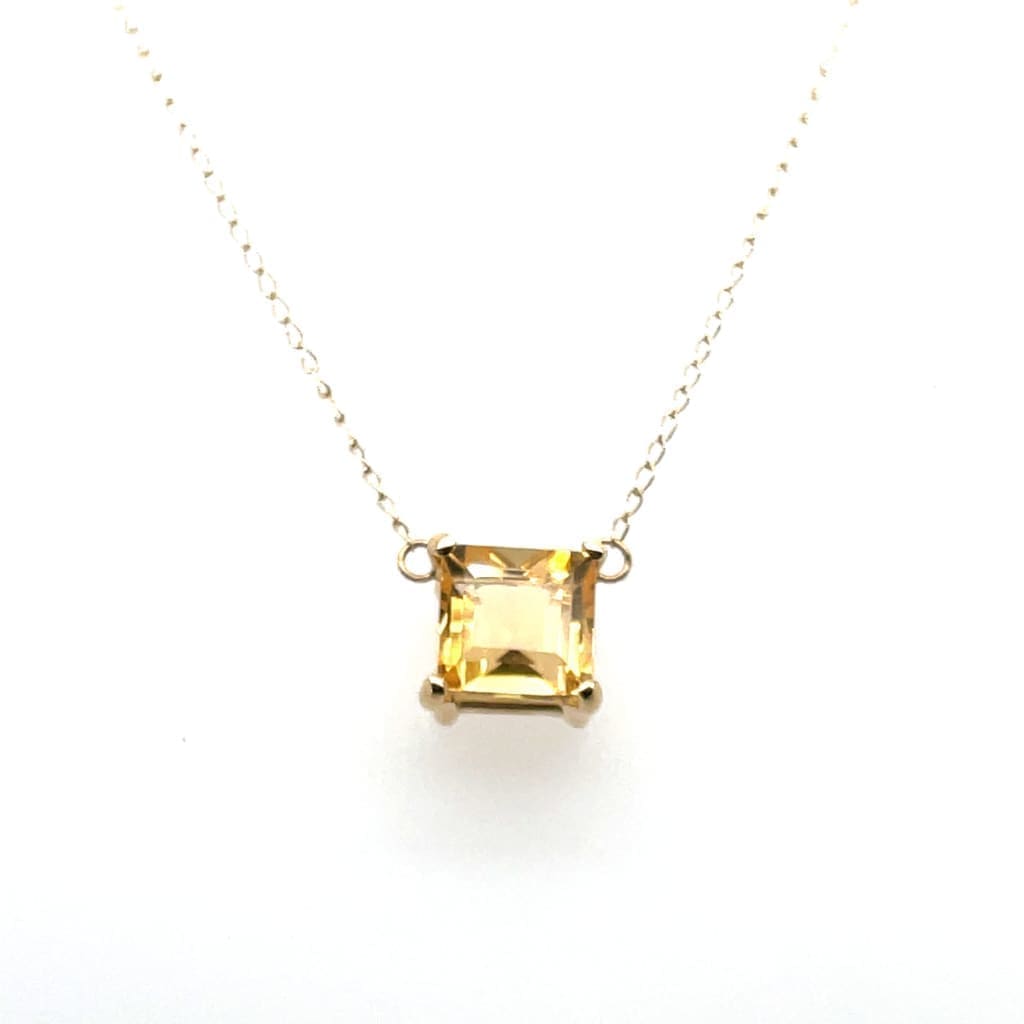 5.94 ct Citrine Princess Cut Set in 14k Yellow Pendant at Regard Jewelry in Austin, Texas - Regard Jewelry