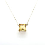 5.94 mm Citrine Step Cut Princess Cut Set in 14k Yellow Gold Pendant at Regard Jewelry in Austin, - Regard Jewelry