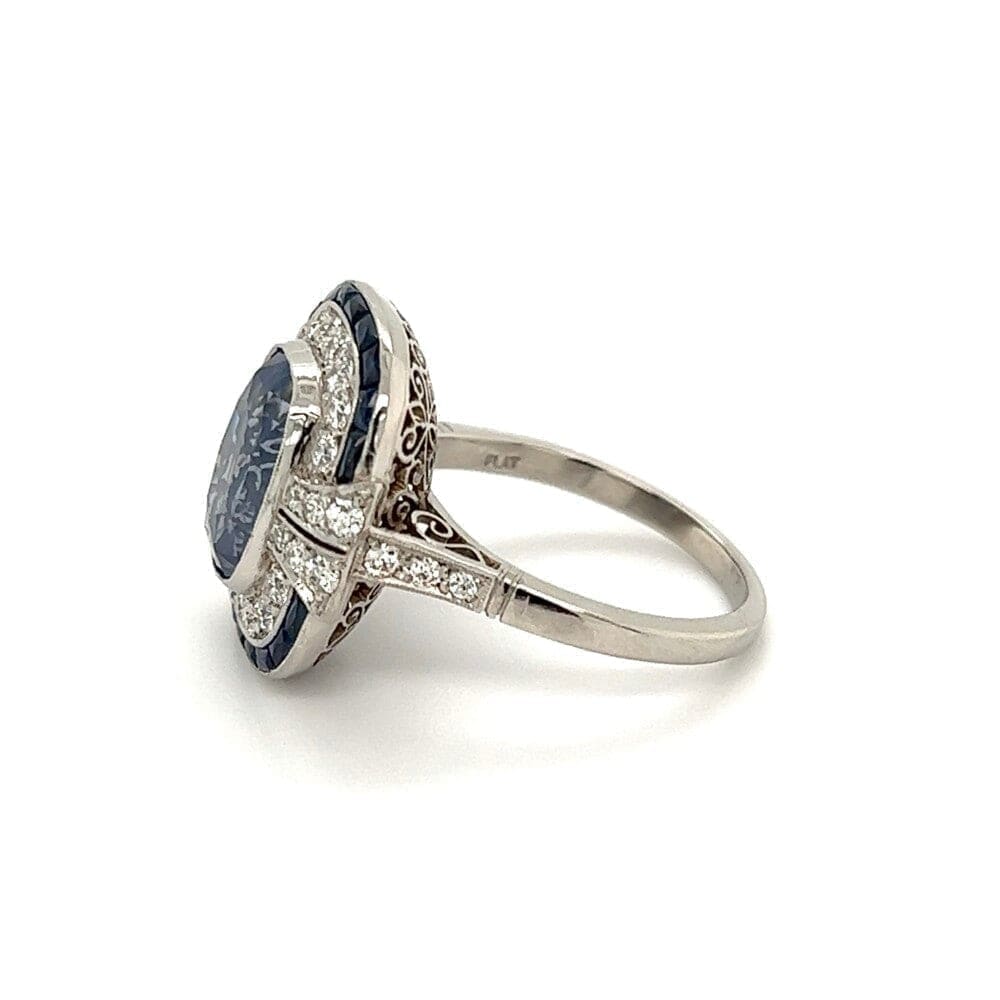 Regard Jewelry - Platinum Cabochon Sapphire and Diamond