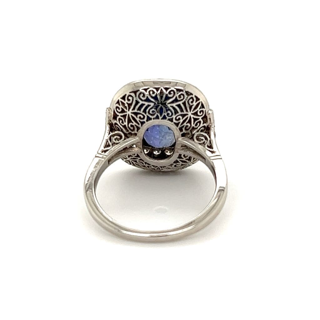 6.11ct Blue Purple No Heat Sapphire GIA Estate Platinum Ring at Regard Jewelry in Austin, Texas - Regard Jewelry