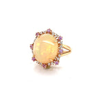Load image into Gallery viewer, 6.81 CT ETHIOPIAN OPAL 18 KARAT RING WITH DIAMOND AND SAPPHIRE ACCENT STONES AT REGARD JEWELRY IN - Regard Jewelry
