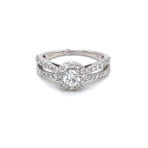 .75 Carat Round Diamond Set in 14 Karat Diamond Halo Ring at Regard Jewelry in Austin, Texas - Regard Jewelry