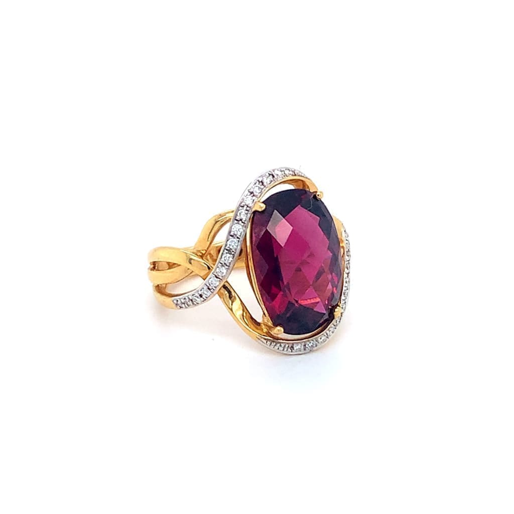 8.52CT RHODOLITE GARNET RING SET IN 14K YELLOW GOLD AT REGARD JEWELRY IN AUSTIN, TX. - Regard Jewelry