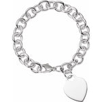 Load image into Gallery viewer, 9.75 mm Sterling Silver Charm Cable Bracelet with Lightweight Heart at Regard Jewelry in Austin, - Regard Jewelry
