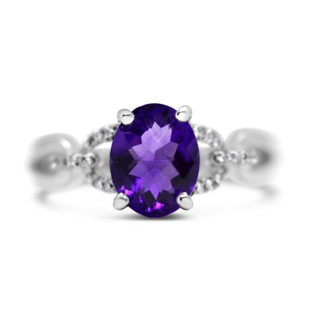 AMAZING 14K WHITE GOLD RING WITH CENTER AMETHYST AND ACCENT DIAMONDS AT REGARD JEWELRY IN AUSTIN, - Regard Jewelry