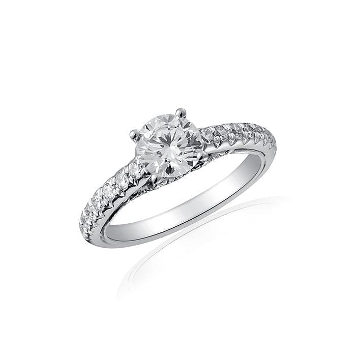 Amazing Four Prong Engagement Ring with French Cut Diamond Shank by Ron Rosen at Regard Jewelry in - Regard Jewelry
